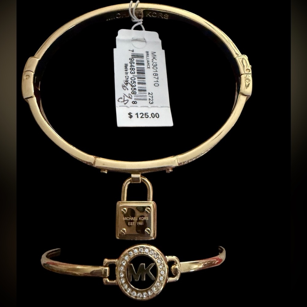 Michael Kors Gold Tone Bangle Bracelets (2)